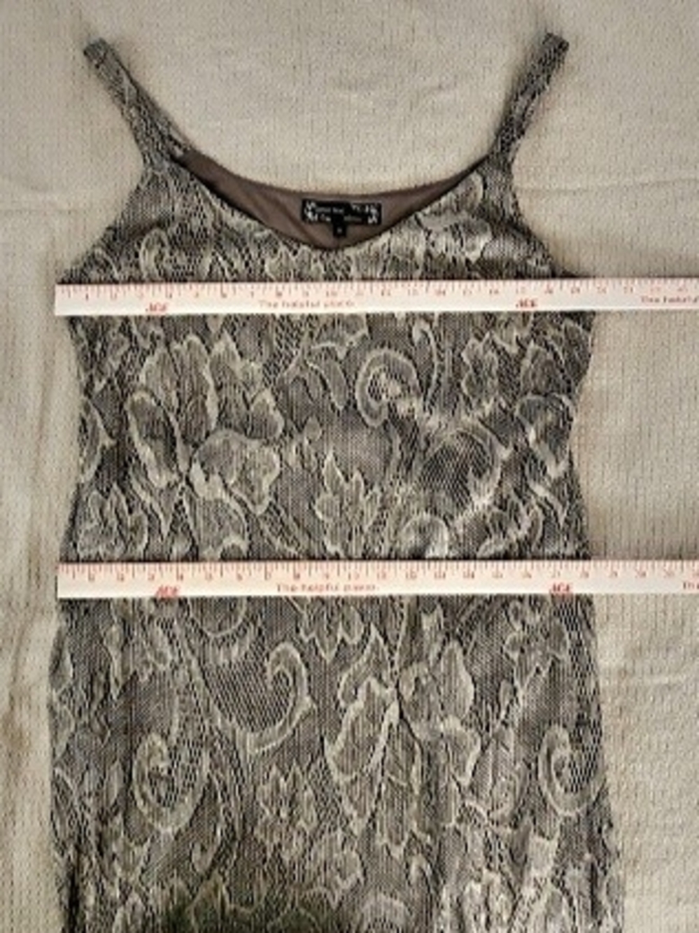Spencer Alexis Boutique 2-piece Dress\Jacket Brown & Metallic Gold Lace, XL - Picture 11 of 16